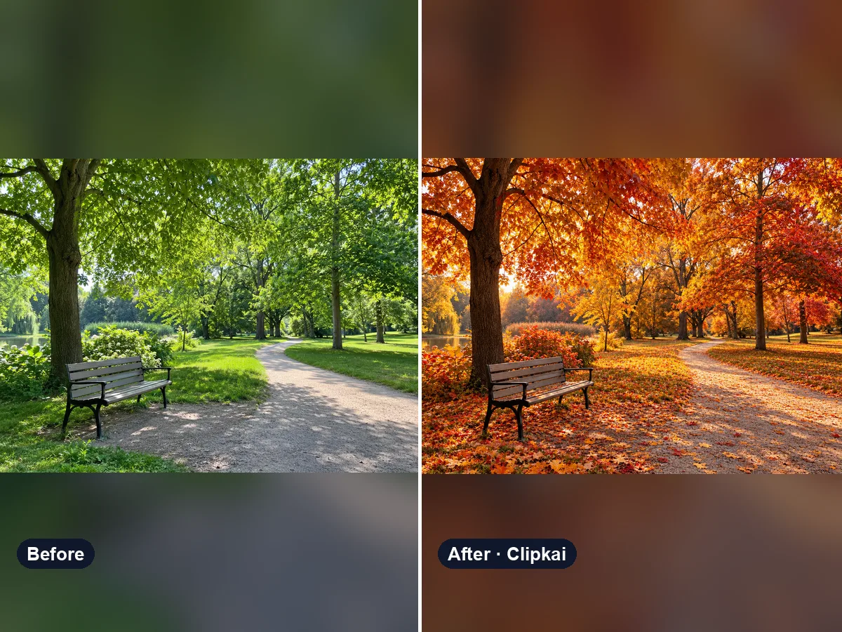 AI Autumn Filter before and after example